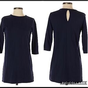 ASOS 3/4 sleeved dress with keyhole button back and extra button sz 14 Navy Blue